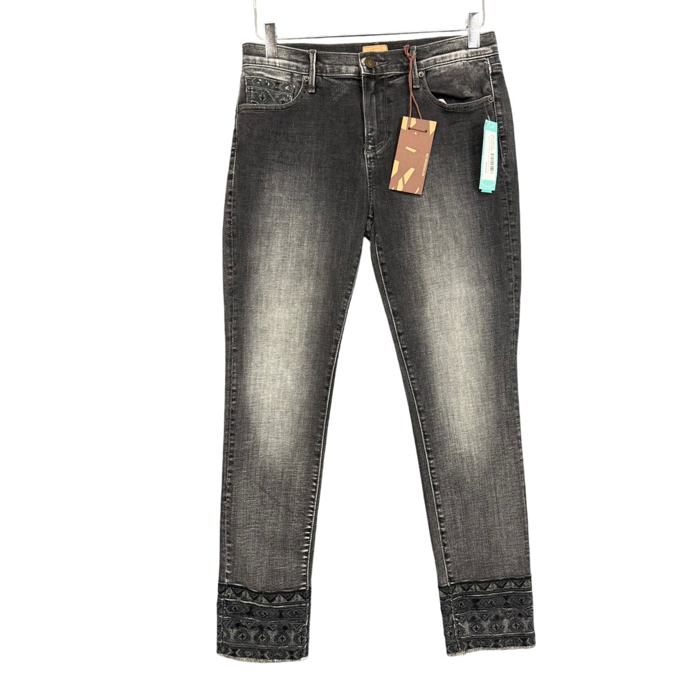 Driftwood Jeans Womens 28 Gray Evalee Skinny Embroidered Scissor Cut Hem NWT‎